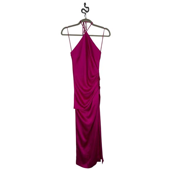Simkhai Hansel Satin Midi Dress Halter Formal Party Cocktail Gala Guest Size 0 - Picture 4 of 14